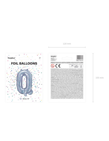Balon foliowy Litera ''Q'', 35cm, holograficzny
