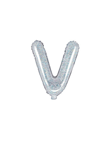 Balon foliowy Litera ''V'', 35cm, holograficzny