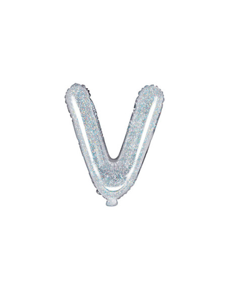 Balon foliowy Litera ''V'', 35cm, holograficzny