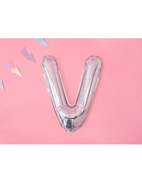 Balon foliowy Litera ''V'', 35cm, holograficzny