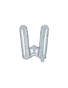 Balon foliowy Litera ''W'', 35cm, holograficzny