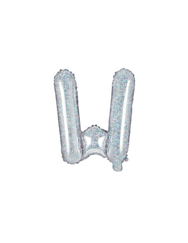 Balon foliowy Litera ''W'', 35cm, holograficzny