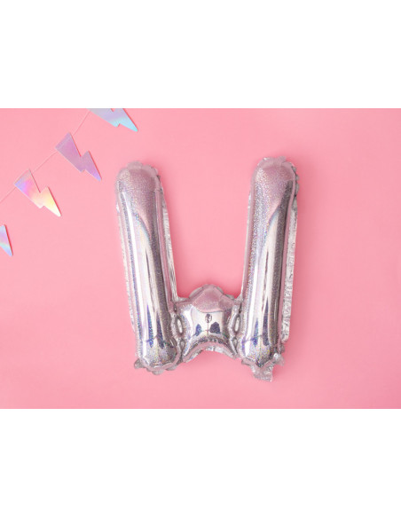 Balon foliowy Litera ''W'', 35cm, holograficzny