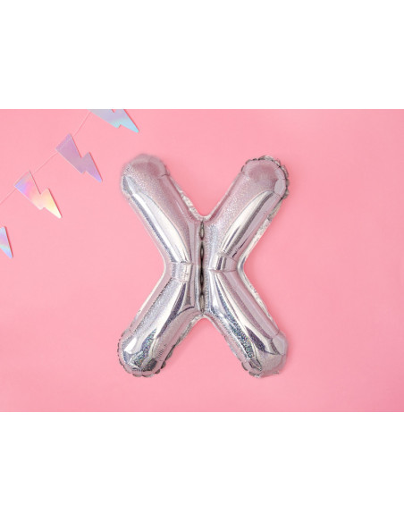 Balon foliowy Litera ''X'', 35cm, holograficzny