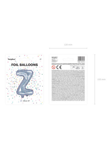 Balon foliowy Litera ''Z'', 35cm, holograficzny
