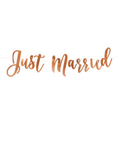 Baner Just Married, różowe złoto, 20x77cm