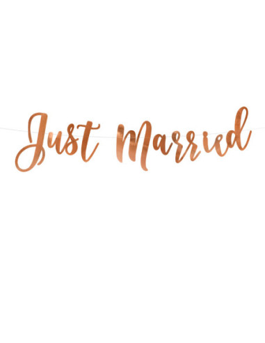 Baner Just Married, różowe złoto, 20x77cm