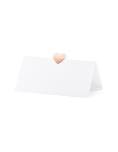 Wizytówki na stół - Serce, różowe złoto, 10x5cm (1 op. / 10 szt.)