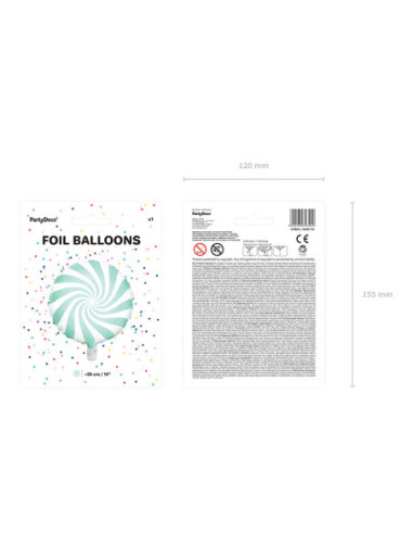 Balon foliowy Cukierek, 35cm, miętowy
