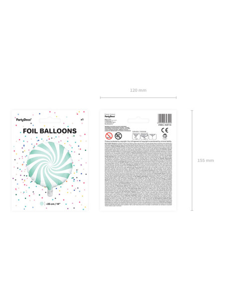 Balon foliowy Cukierek, 35cm, miętowy