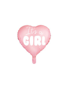 Balon foliowy Serce - It's a girl, 45cm, jasny różowy