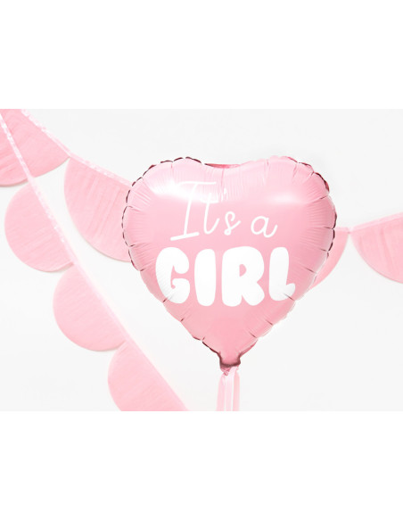 Balon foliowy Serce - It's a girl, 45cm, jasny różowy