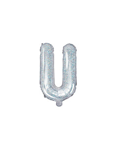 Balon foliowy Litera ''U'', 35cm, holograficzny