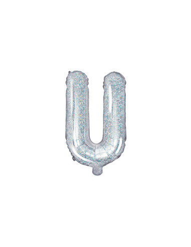 Balon foliowy Litera ''U'', 35cm, holograficzny