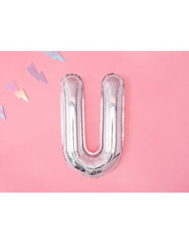 Balon foliowy Litera ''U'', 35cm, holograficzny