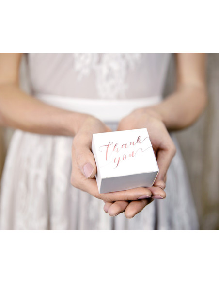 Pudełeczka Thank you, biały, 6x3,5x5,5cm (1 op. / 10 szt.)
