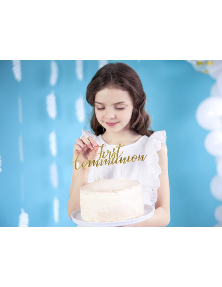 Topper na tort First Communion, złoty, 21cm