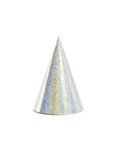 Czapeczki holograficzne, srebrny, 16cm (1 op. / 6 szt.)