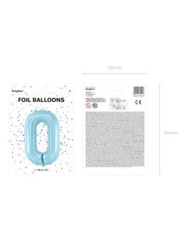 Balon foliowy Cyfra ''0'', 86cm, jasny niebieski