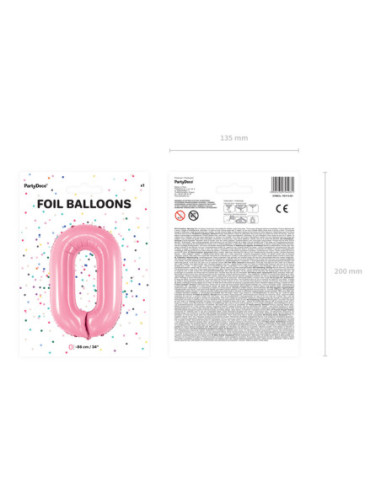 Balon foliowy Cyfra ''0'', 86cm, różowy