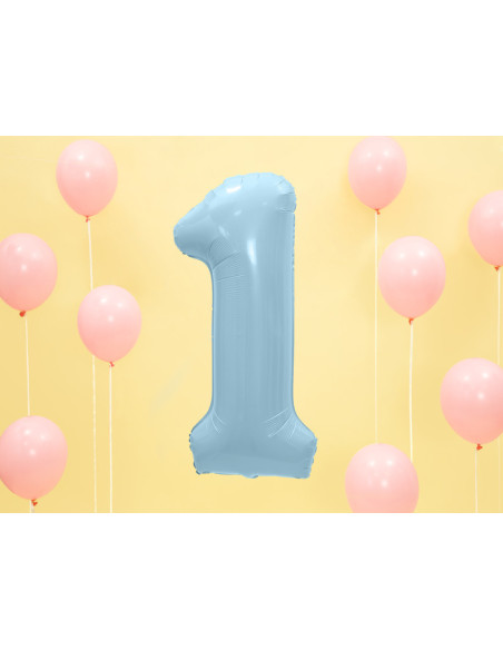 Balon foliowy Cyfra ''1'', 86cm, jasny niebieski