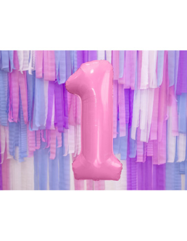 Balon foliowy Cyfra ''1'', 86cm, różowy