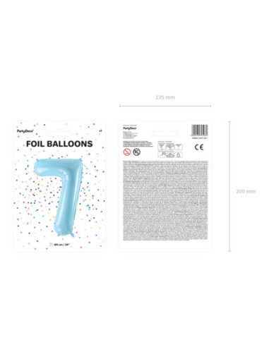 Balon foliowy Cyfra ''7'', 86cm, jasny niebieski