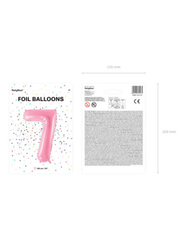 Balon foliowy Cyfra ''7'', 86cm, różowy