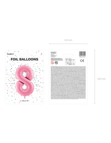 Balon foliowy Cyfra ''8'', 86cm, różowy