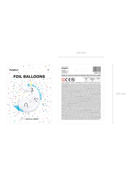 Balon foliowy Jednorożec, 70x75cm