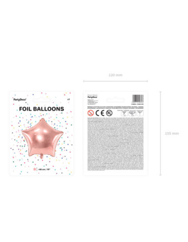 Balon foliowy Gwiazdka, 48cm, różowe złoto