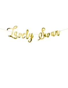 Baner Lovely Swan, złoty, 64x21,3cm