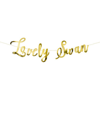 Baner Lovely Swan, złoty, 64x21,3cm