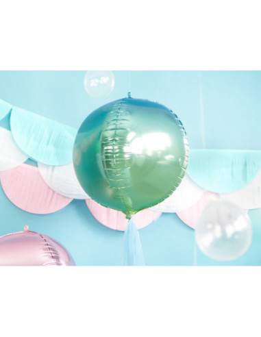 Balon foliowy Kula ombre, niebiesko-zielony, 35cm