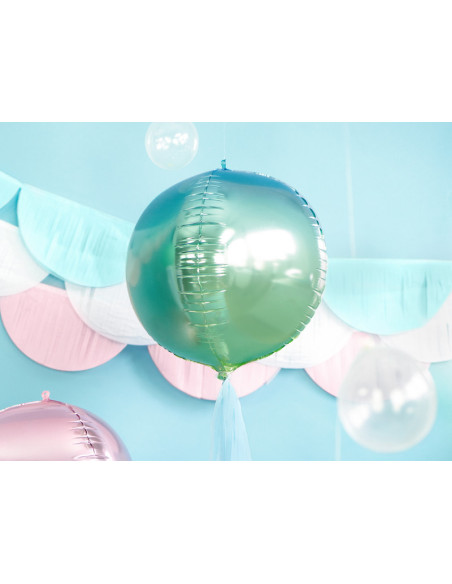 Balon foliowy Kula ombre, niebiesko-zielony, 35cm