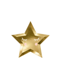 Talerzyki Little Star - Gwiazda, złoty, 27cm (1 op. / 6 szt.)