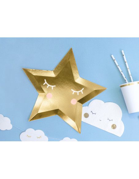 Talerzyki Little Star - Gwiazda, złoty, 27cm (1 op. / 6 szt.)