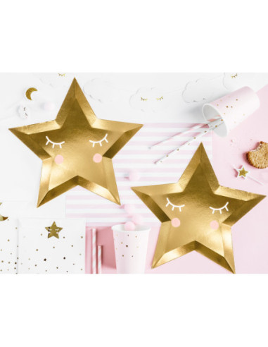 Talerzyki Little Star - Gwiazda, złoty, 27cm (1 op. / 6 szt.)