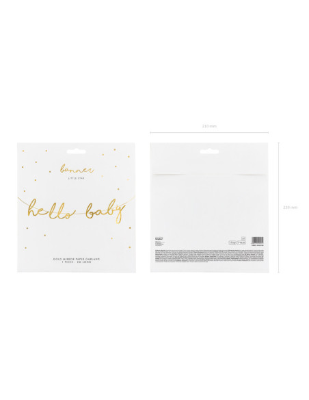 Baner Little Star - Hello Baby, złoty, 18x70cm
