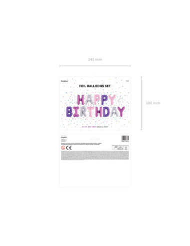 Balon foliowy Happy Birthday, 340x35cm, mix