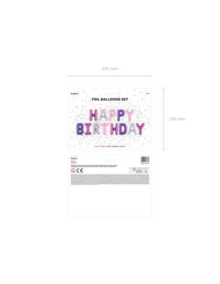 Balon foliowy Happy Birthday, 340x35cm, mix