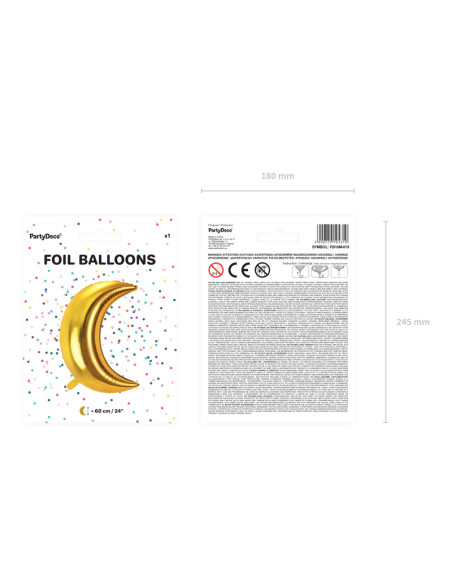 Balon foliowy Księżyc, 60cm, złoty