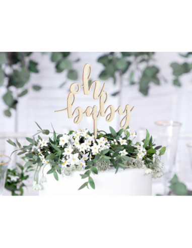 Topper drewniany Oh baby, 17cm