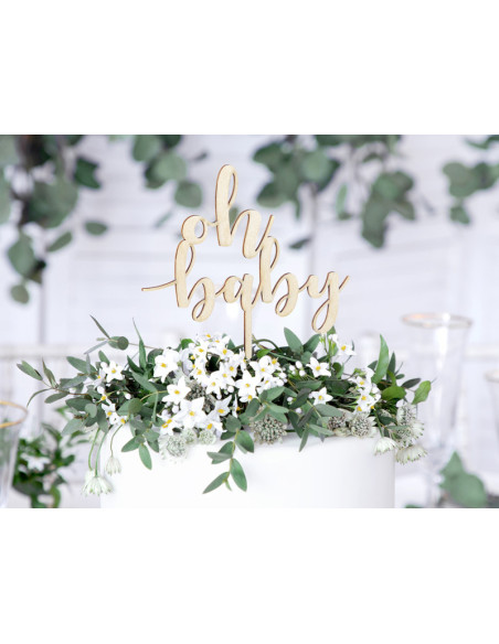 Topper drewniany Oh baby, 17cm