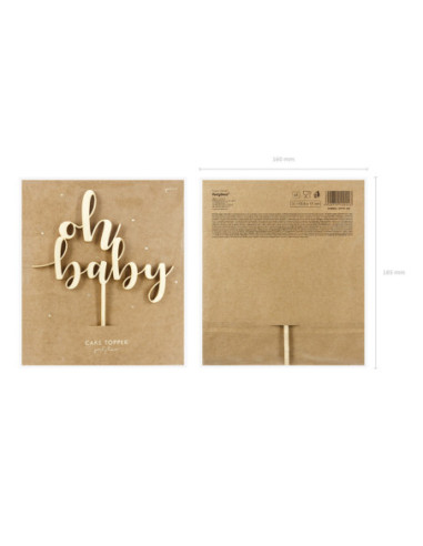 Topper drewniany Oh baby, 17cm