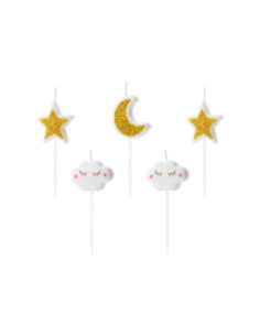 Świeczki urodzinowe Little Star, mix, 2-3cm (1 op. / 5 szt.)