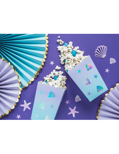 Pudełka na popcorn Narwal, mix, 7x7x12,5cm (1 op. / 6 szt.)