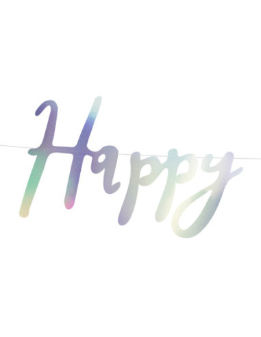 Baner Happy Birthday, opalizujący, 16,5x62cm