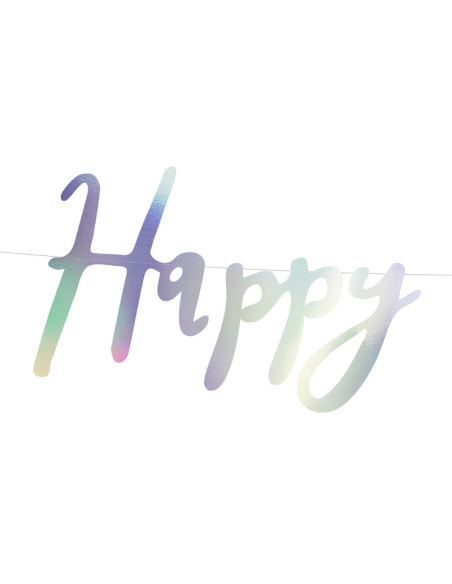Baner Happy Birthday, opalizujący, 16,5x62cm