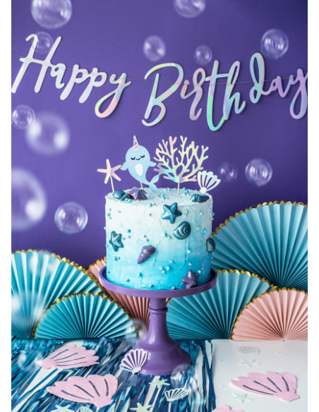 Baner Happy Birthday, opalizujący, 16,5x62cm